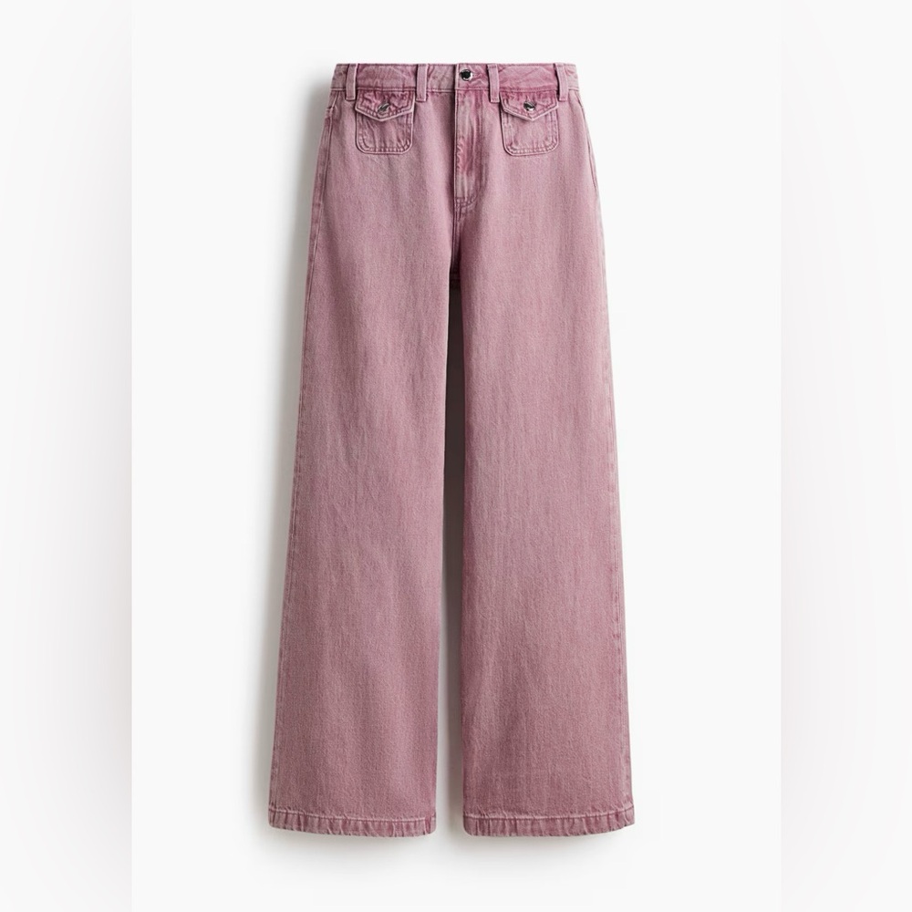 Pink Wide-Leg Women Jeans